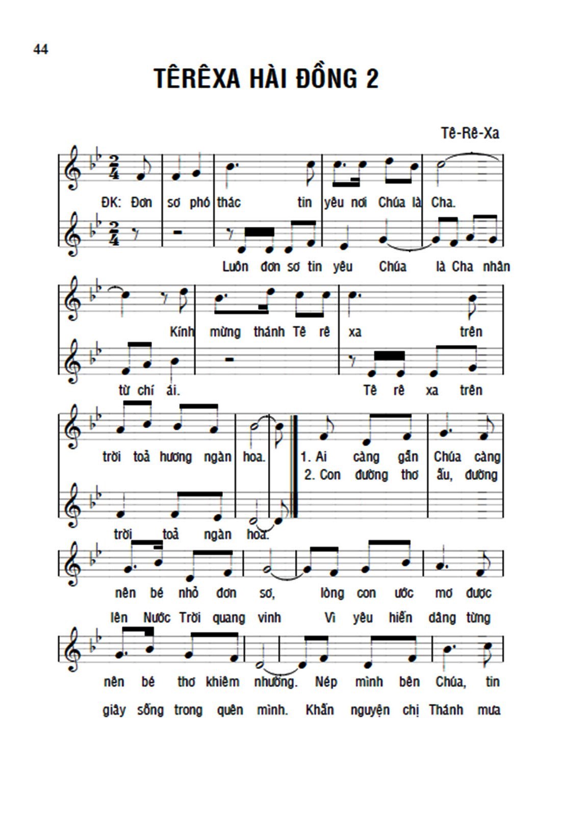 Bài hát của Nhạc sỹ: Sr. Têrêsa